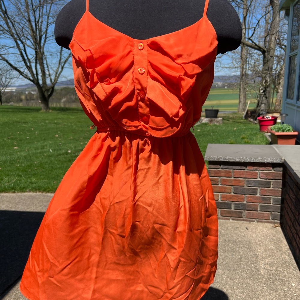 Orange Tank Ruffle Dress